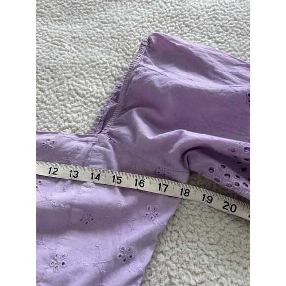 Walter Baker Novalee Top Lavender Eyelet Square Neck Short Puff Sleeve - Picture 14 of 16